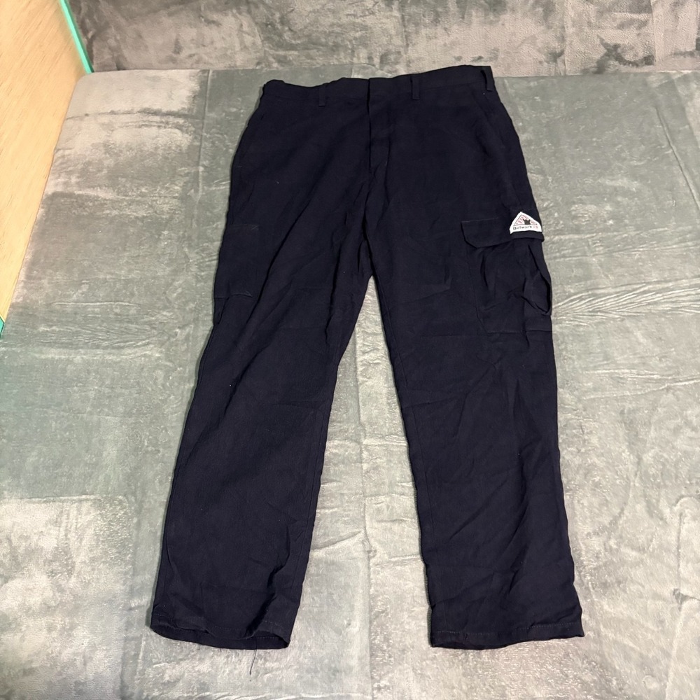 Bulwark Cargo Pants Mens 34 X 29 ARC  10 Black Navy Blue Work Wear